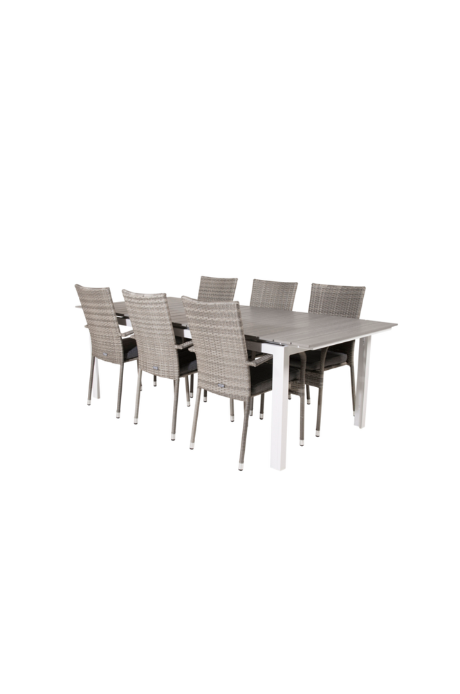 Spisegruppe Louis inkl. 6 stabelbare Anna spisestoler