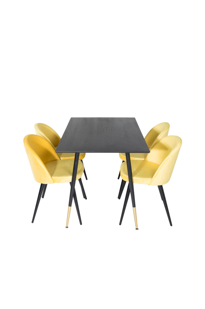 Spisegruppe Dipp med 4 spisebordsstole Velvet
