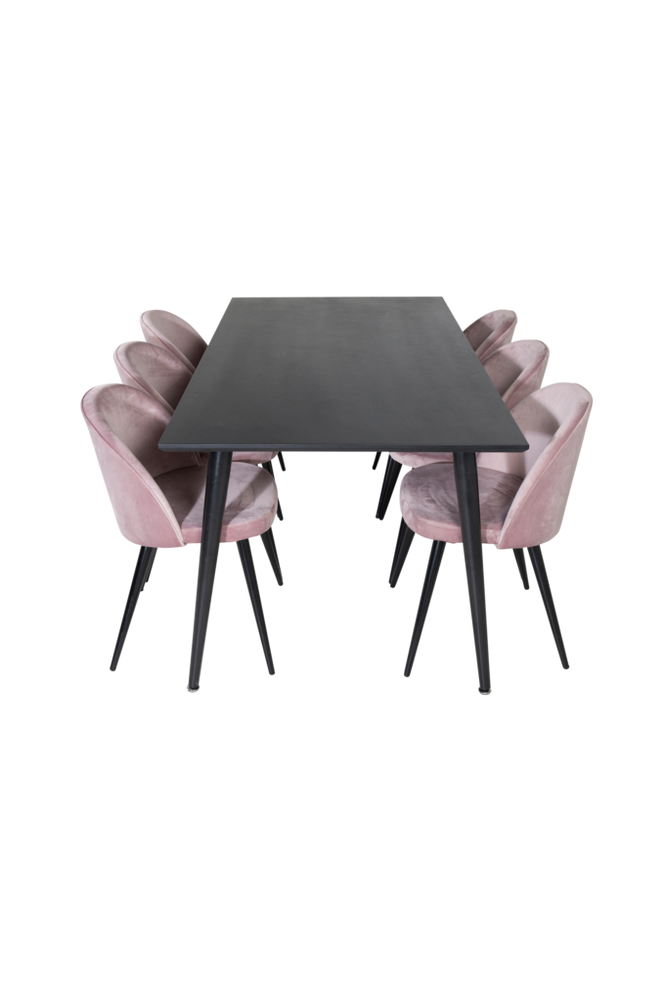 Spisegruppe Dipp med 6 spisebordsstole Velvet