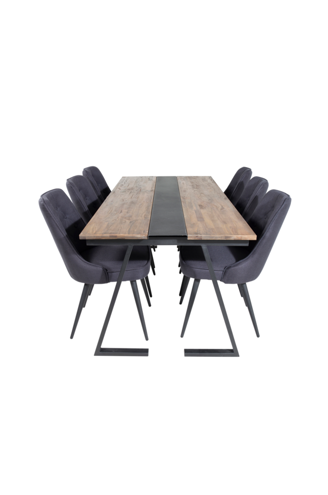 Spisegruppe Jakarta med 6 spisestoler Velvet Deluxe