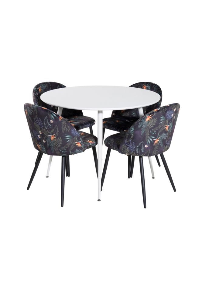 Matgrupp Plaza med 4st matstolar Velvet