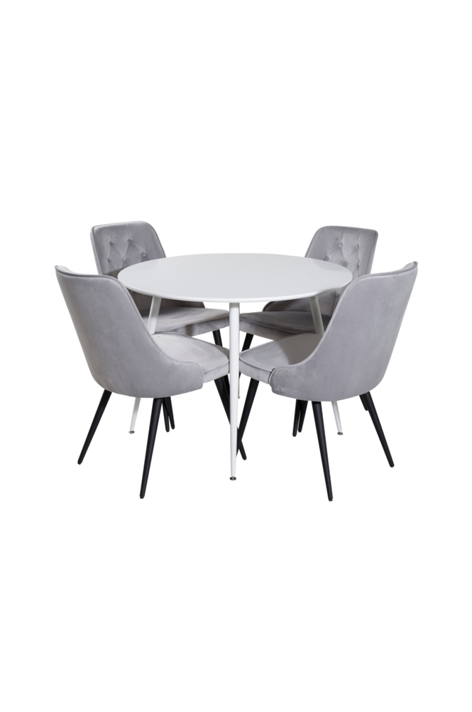 Spisegruppe Plaza med 4 stk spisestoler Velvet Deluxe