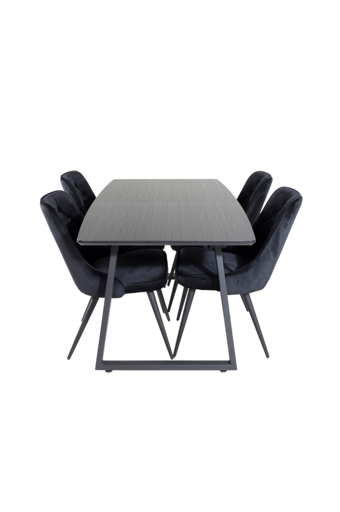 Spisegruppe Inca med 4 stk spisestoler Velvet Deluxe