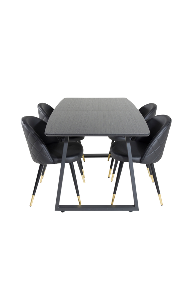 Spisegruppe Inca med 4 stk spisestoler Velvet