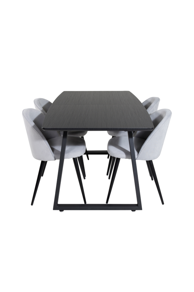 Matgrupp Inca med 4st matstolar Velvet