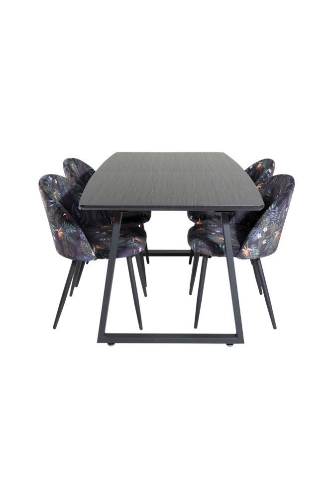 Matgrupp Inca med 4st matstolar Velvet