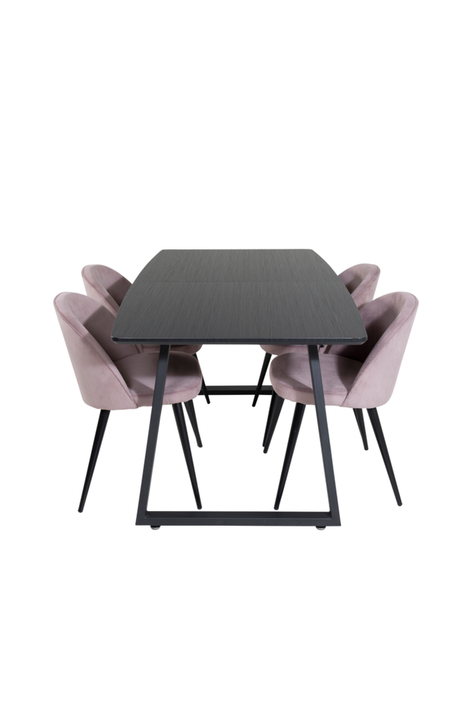 Matgrupp Inca med 4st matstolar Velvet