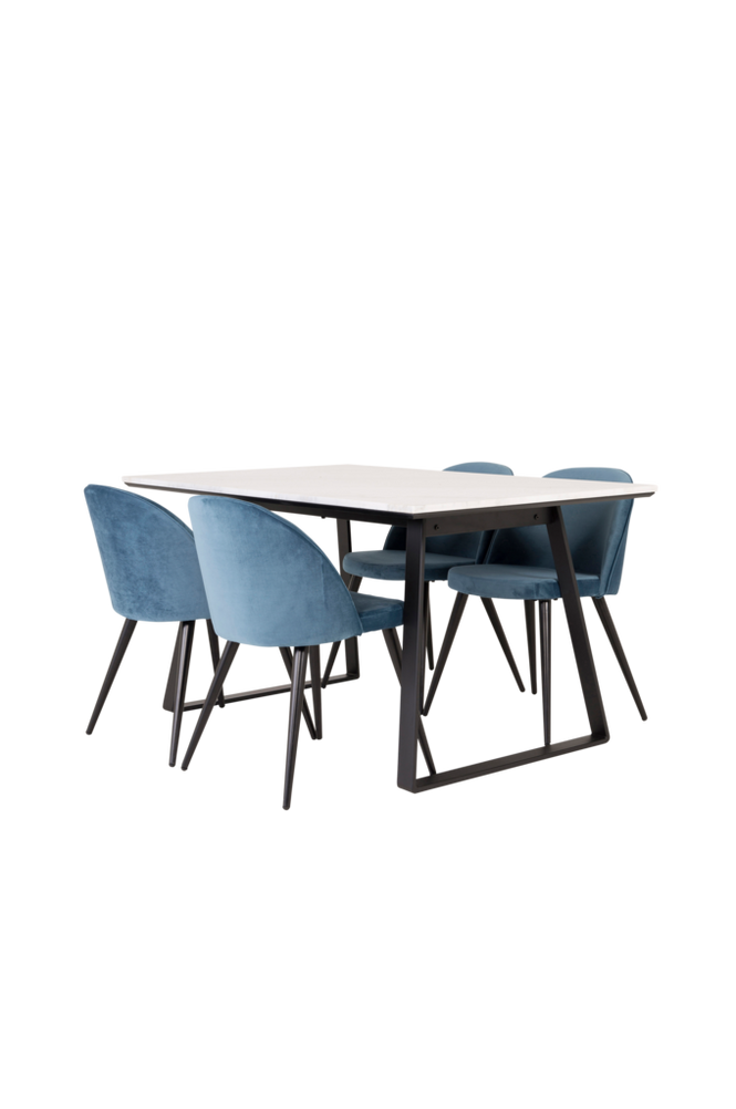 Spisegruppe Estelle med 4 stk spisestoler Velvet