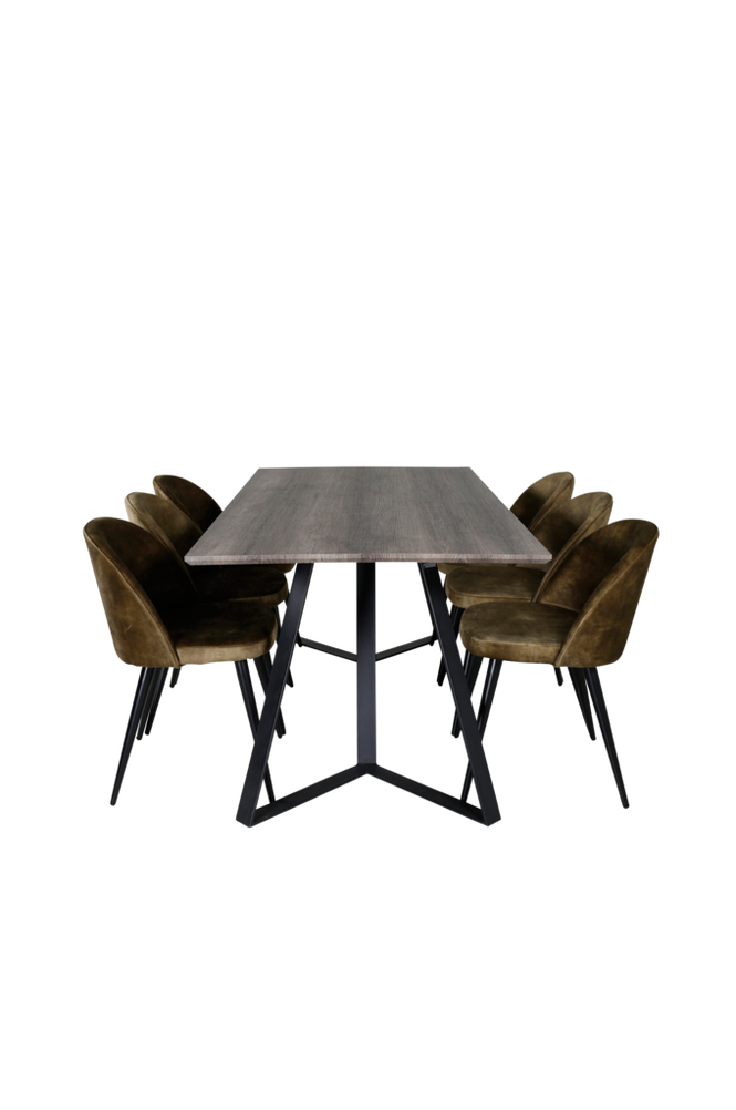 Spisegruppe Marina med 6 spisestoler Velvet Deluxe