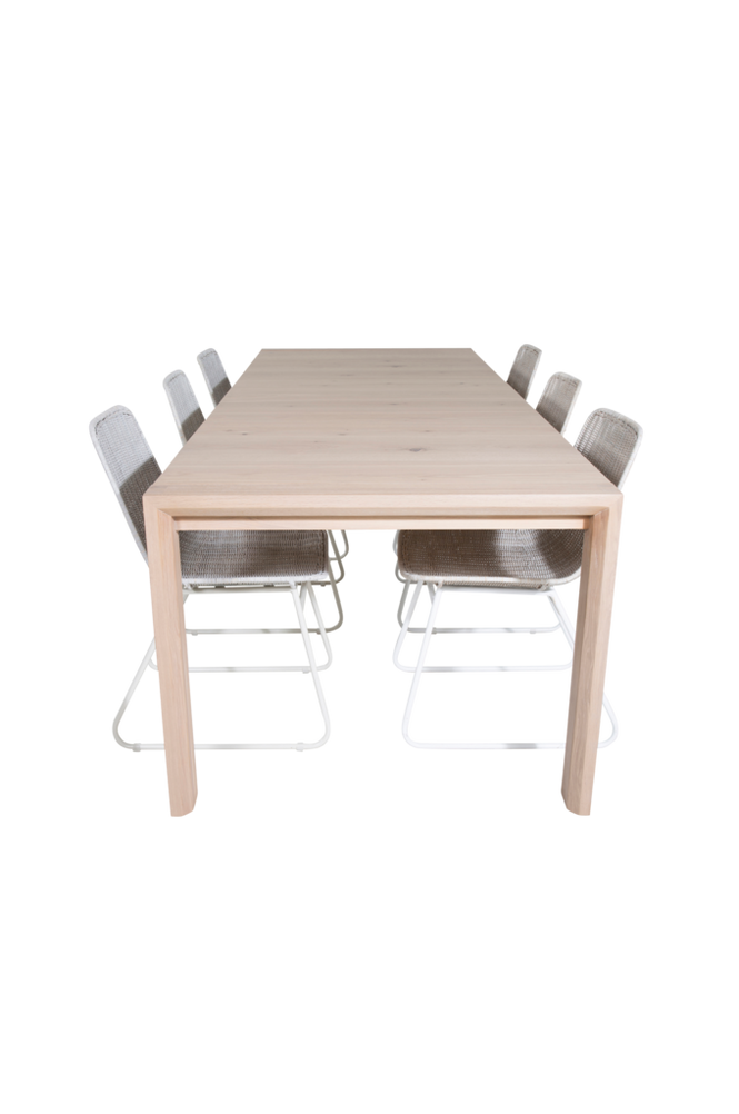 Spisegruppe Slider med 6 spisestoler Cirebon