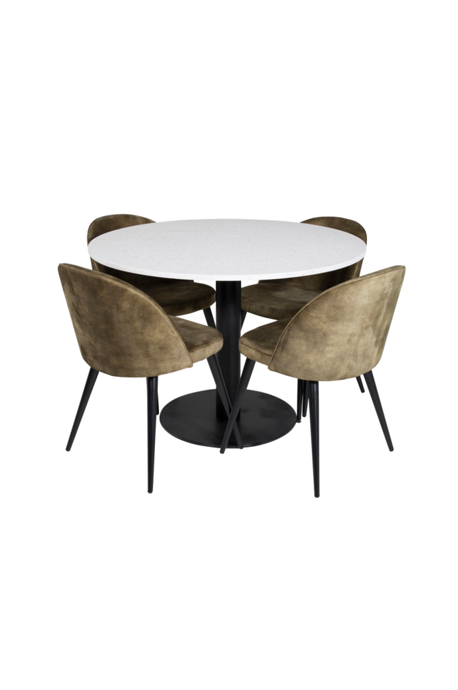 Spisegruppe Razzia med 4 stk spisestoler Velvet