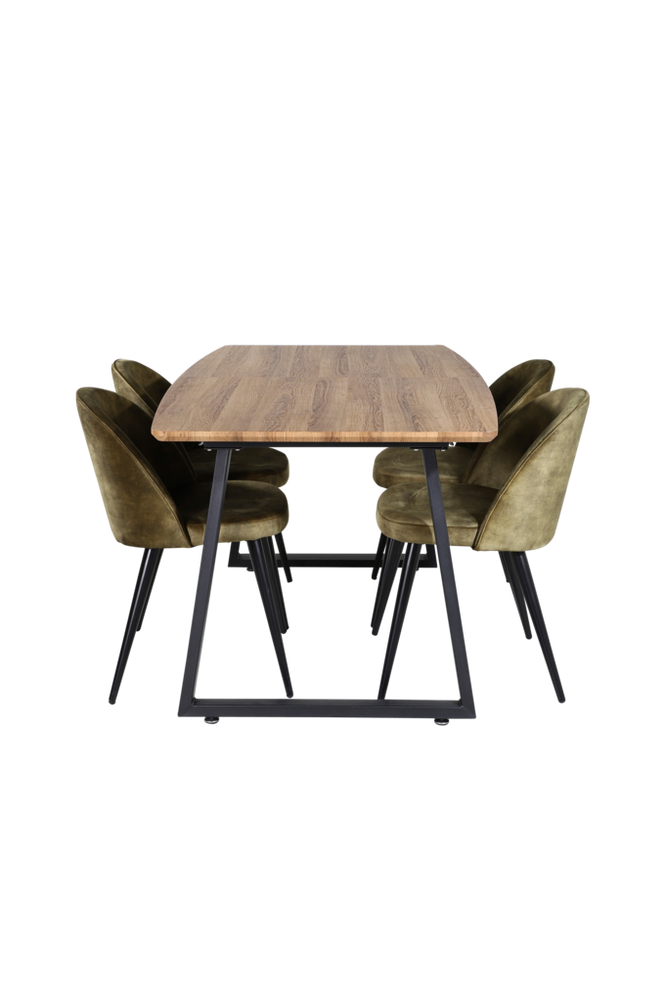 Matgrupp Inca med 4st matstolar Velvet