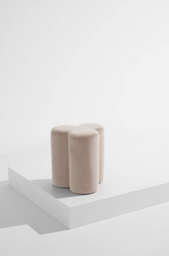 Bodhi puff i sammet ø 40 cm Sandbeige