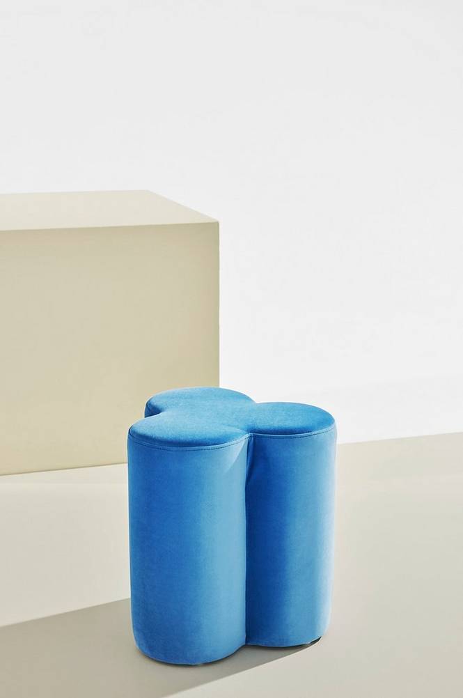Bodhi puff i sammet ø 40 cm Klarblå
