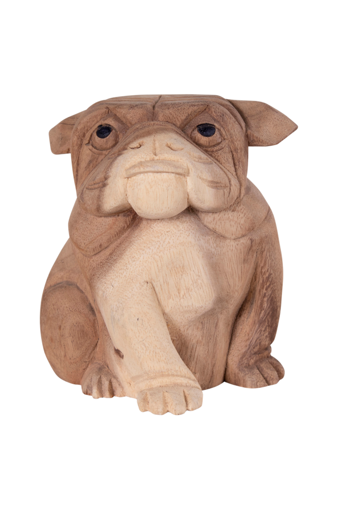 Bulldogg Kelso. Statue av bulldogg i albiziatre