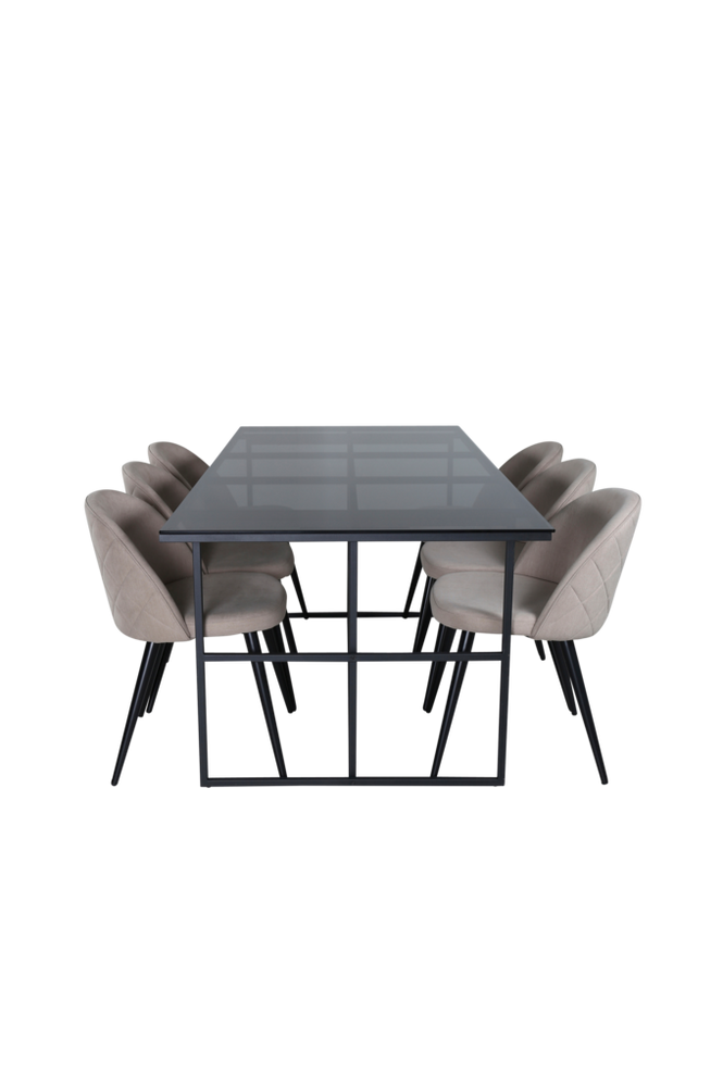 Spisegruppe Leif med 6 Velvet Stitches spisestoler