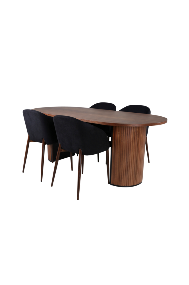 Spisegruppe Bianca med 4 spisebordsstole Arch