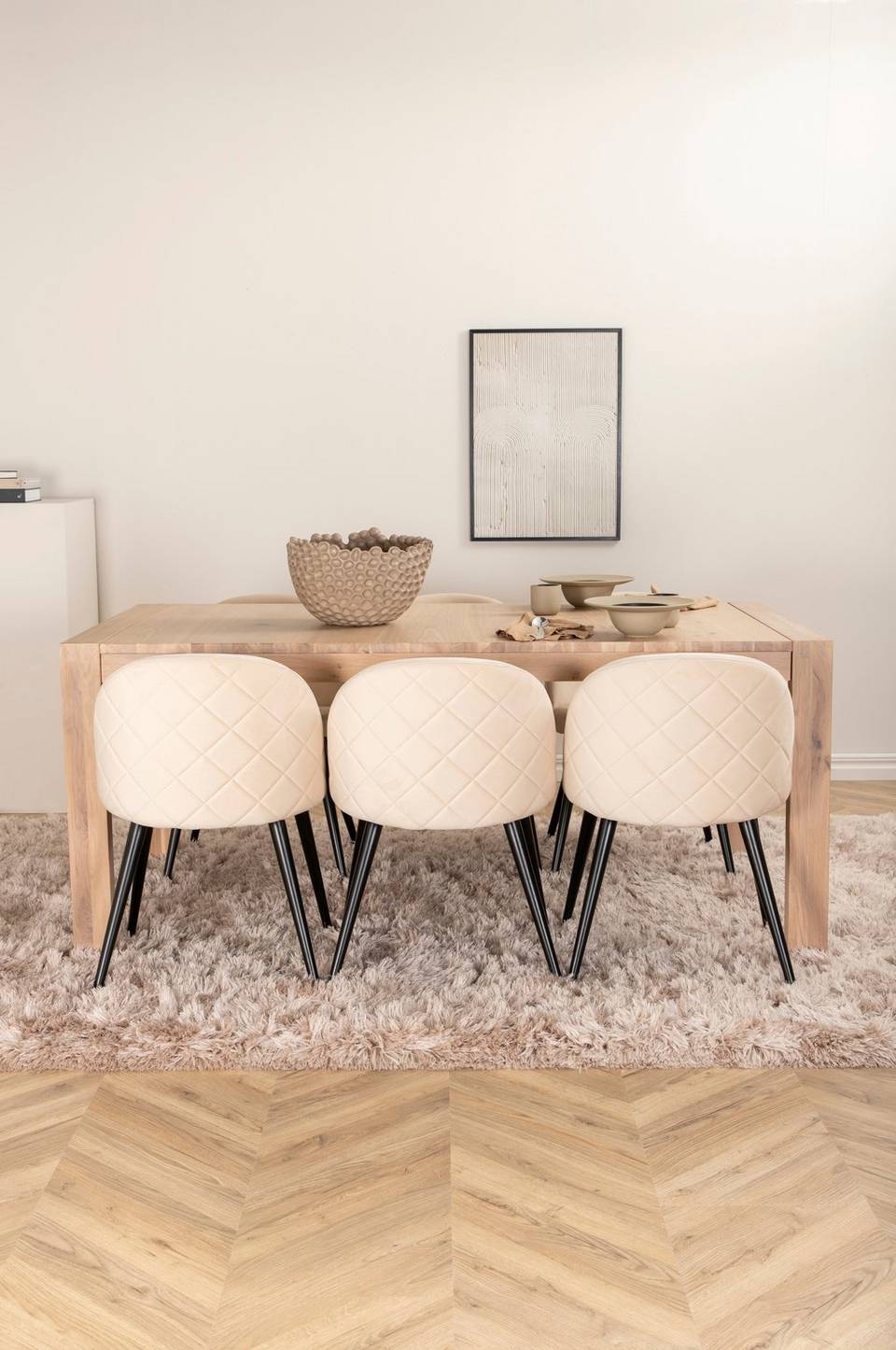 Venture Home Matgrupp Slider med 6 st matstolar Velvet Stitches, vit från Venture Home, bild 5