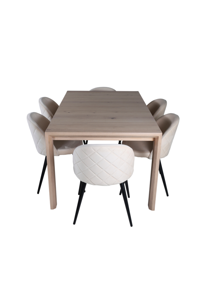 Matgrupp Slider med 6 st matstolar Velvet Stitches