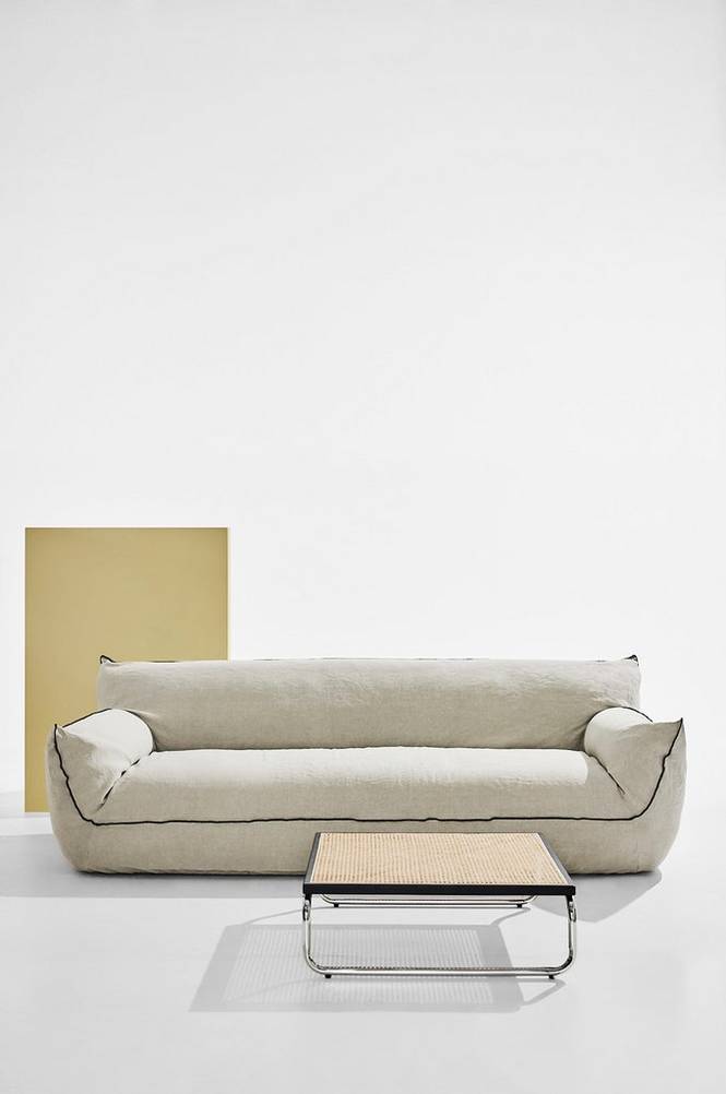 Gia soffa i linne, 3,5 sits Linnebeige