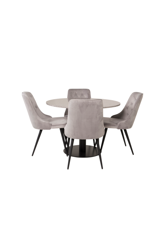 Spisegruppe Razzia med 4 stk. spisestoler Velvet Deluxe