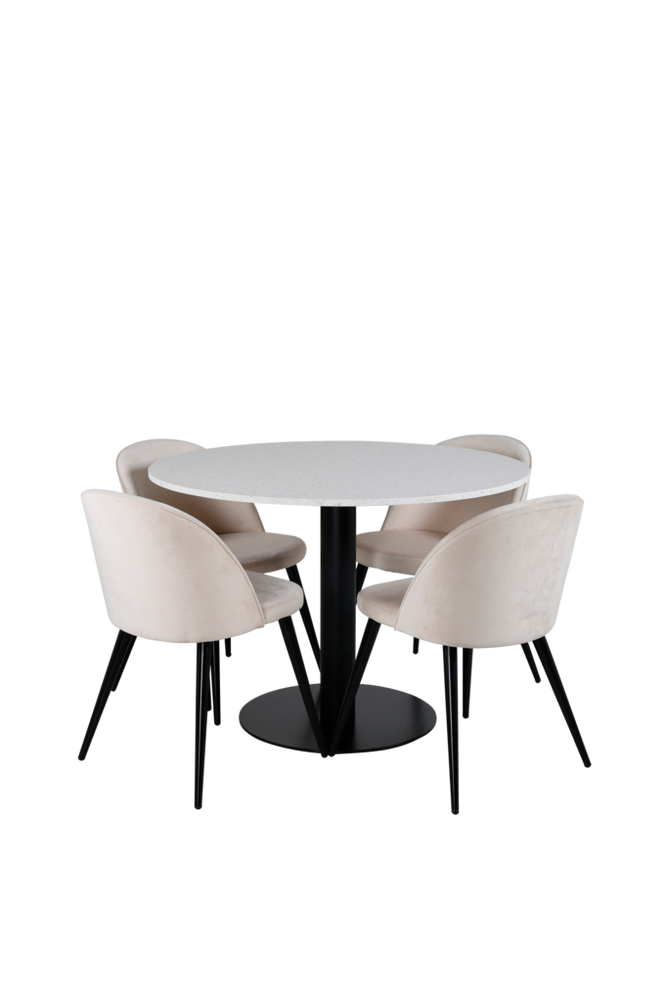 Spisegruppe Razzia med 4 stk. spisestoler Velvet