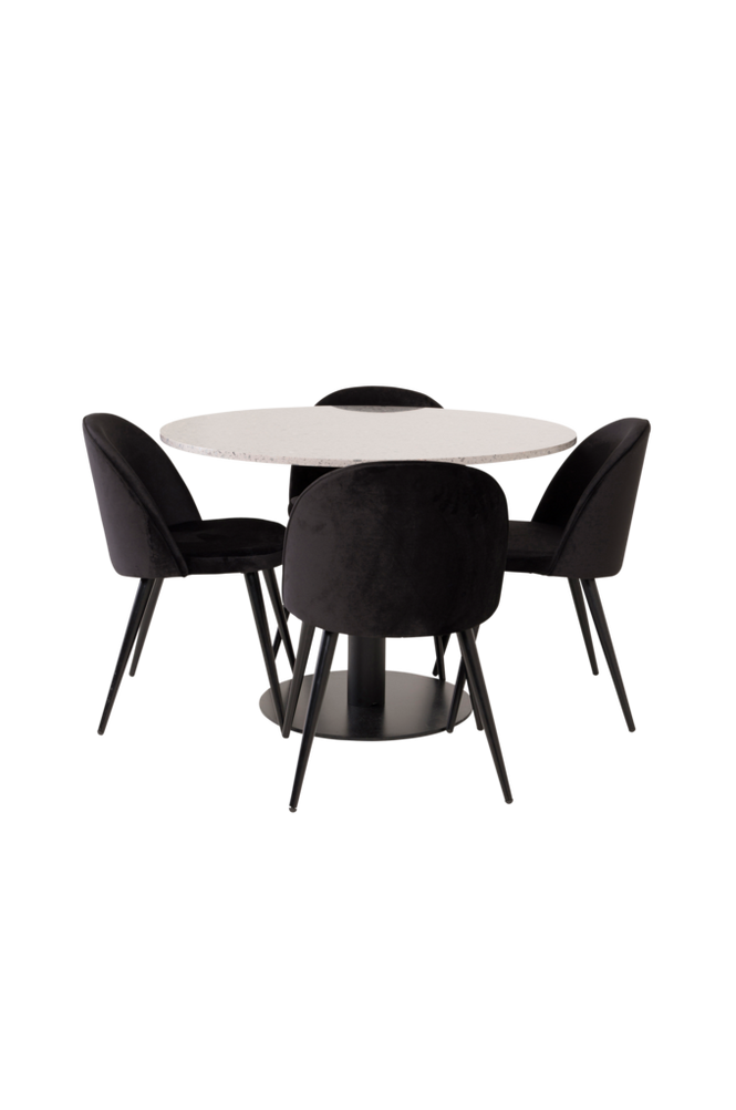 Spisegruppe Razzia med 4 stk. spisestoler Velvet