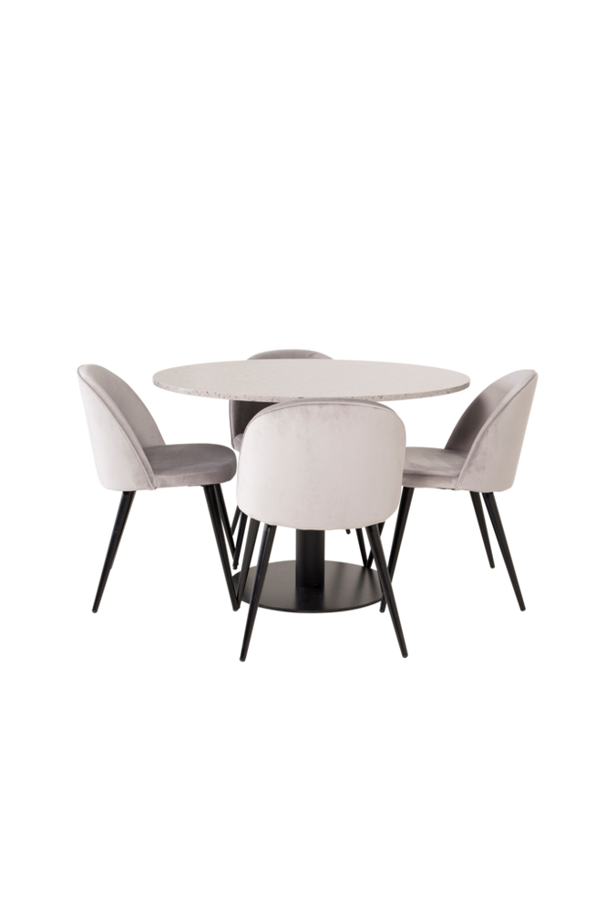 Spisegruppe Razzia med 4 stk. spisestoler Velvet