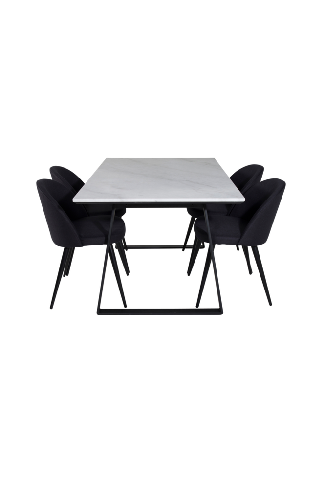 Ruokailuryhmä Estelle ja ruokapöydän tuolit Velvet, 4 kpl