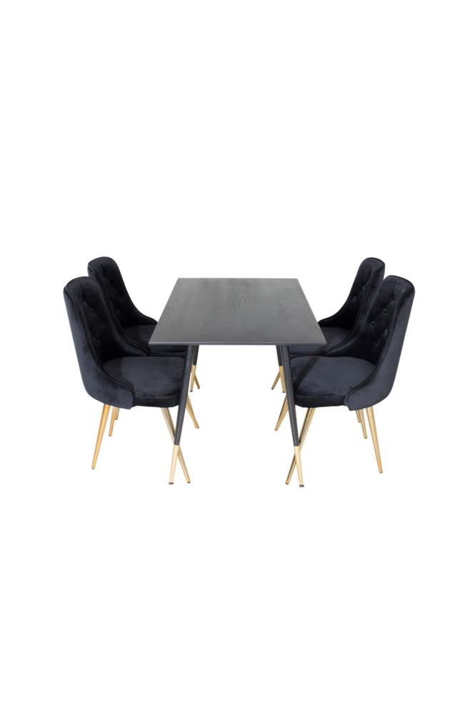 Ruokailuryhmä Dipp ja ruokapöydän tuolit Velvet Deluxe, 4 kpl