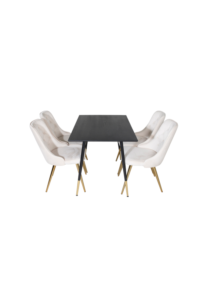Matgrupp Dipp med 4 st matstolar Velvet Deluxe