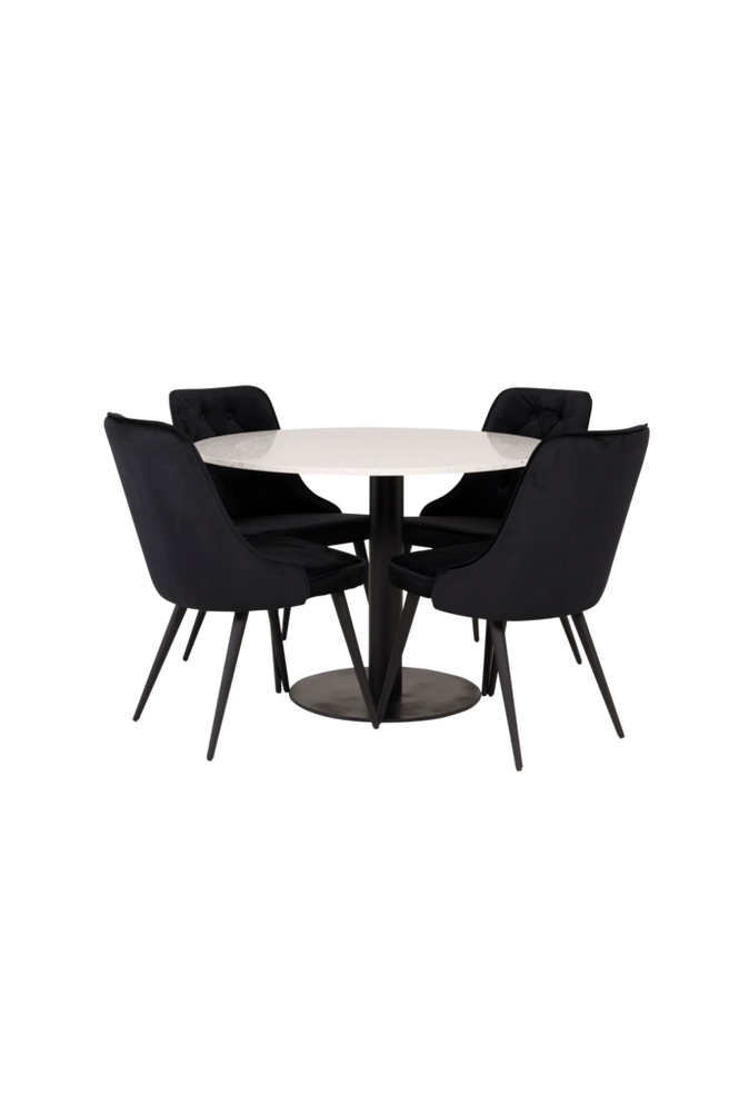 Spisegruppe Razzia med 4 stk. spisestoler Velvet Deluxe