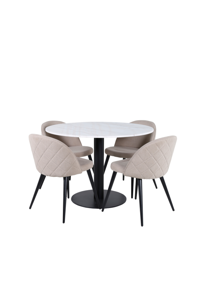 Matgrupp Estelle med 4 st matstolar Velvet Stitches