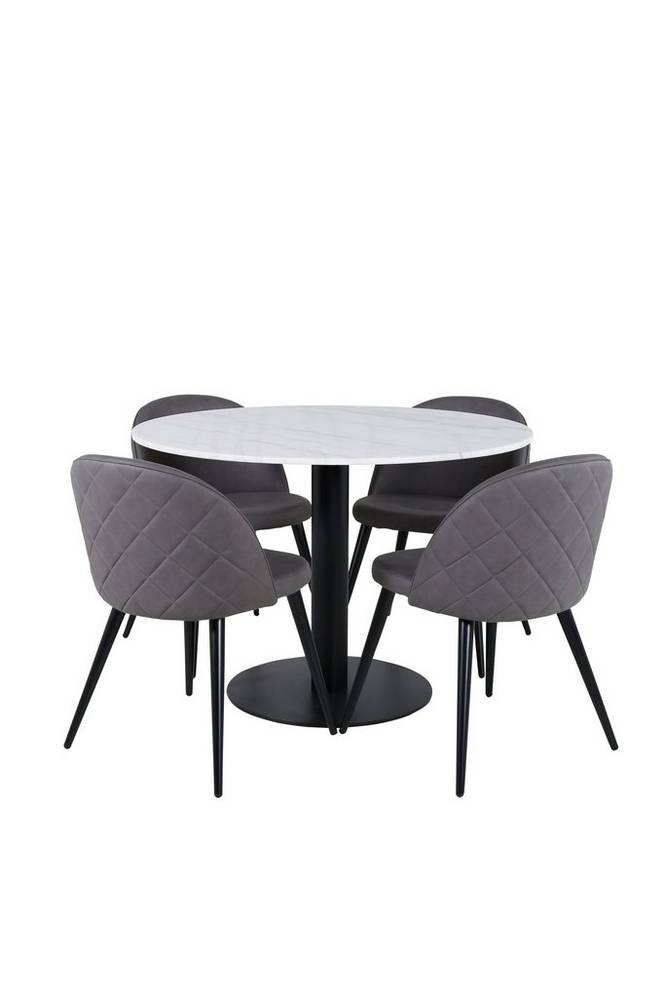 Spisegruppe Estelle med 4 stk. spisestoler Velvet Stitches
