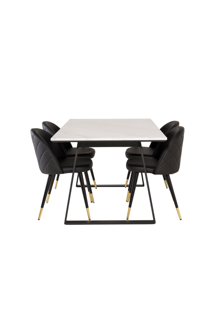 Spisegruppe Estelle med 4 stk. spisestoler Velvet