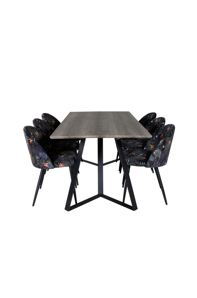 Spisegruppe Marina med 6 stk. spisestoler Velvet