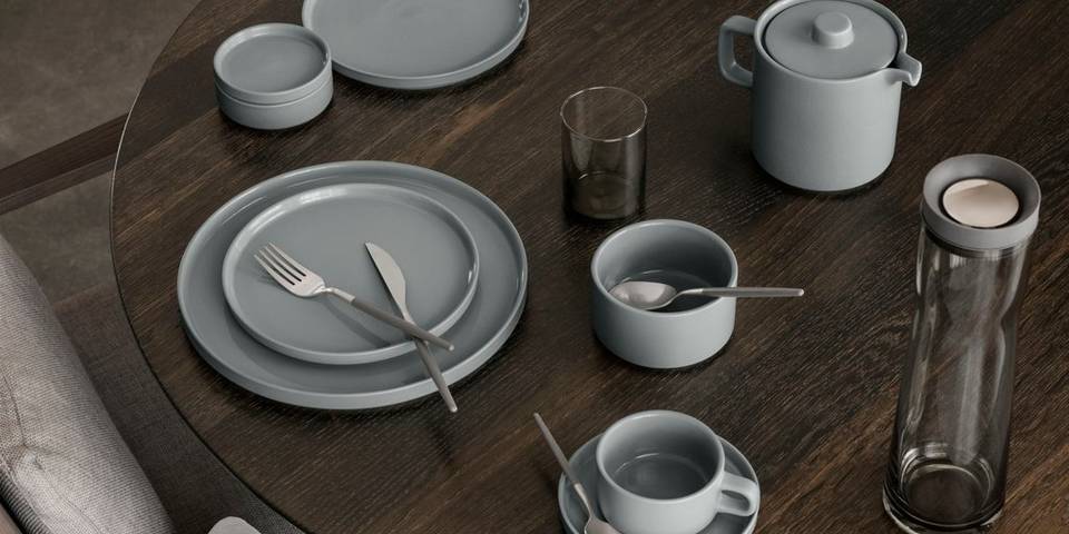 Blomus Kaffemuggar Med Fat. 2 St Set. Pilar 200ml, grå från blomus, bild 5