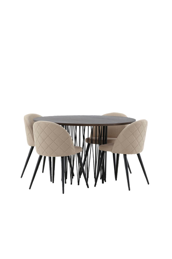 Spisegruppe Stone med 4 stk spisestoler Velvet