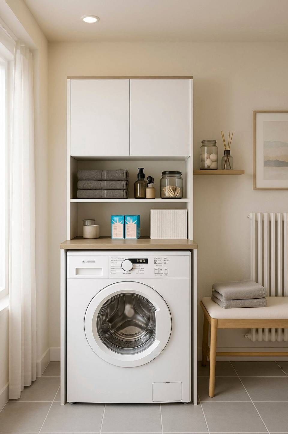 Hanah Home Skåp för tvättmaskin KD101 1949, vit från Hanah Home, bild 5