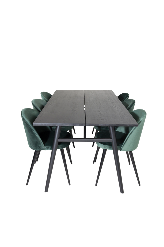 Spisegruppe Sleek med 6 stk spisestoler Velvet