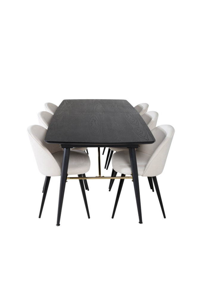 Matgrupp Gold med 6st matstolar Velvet