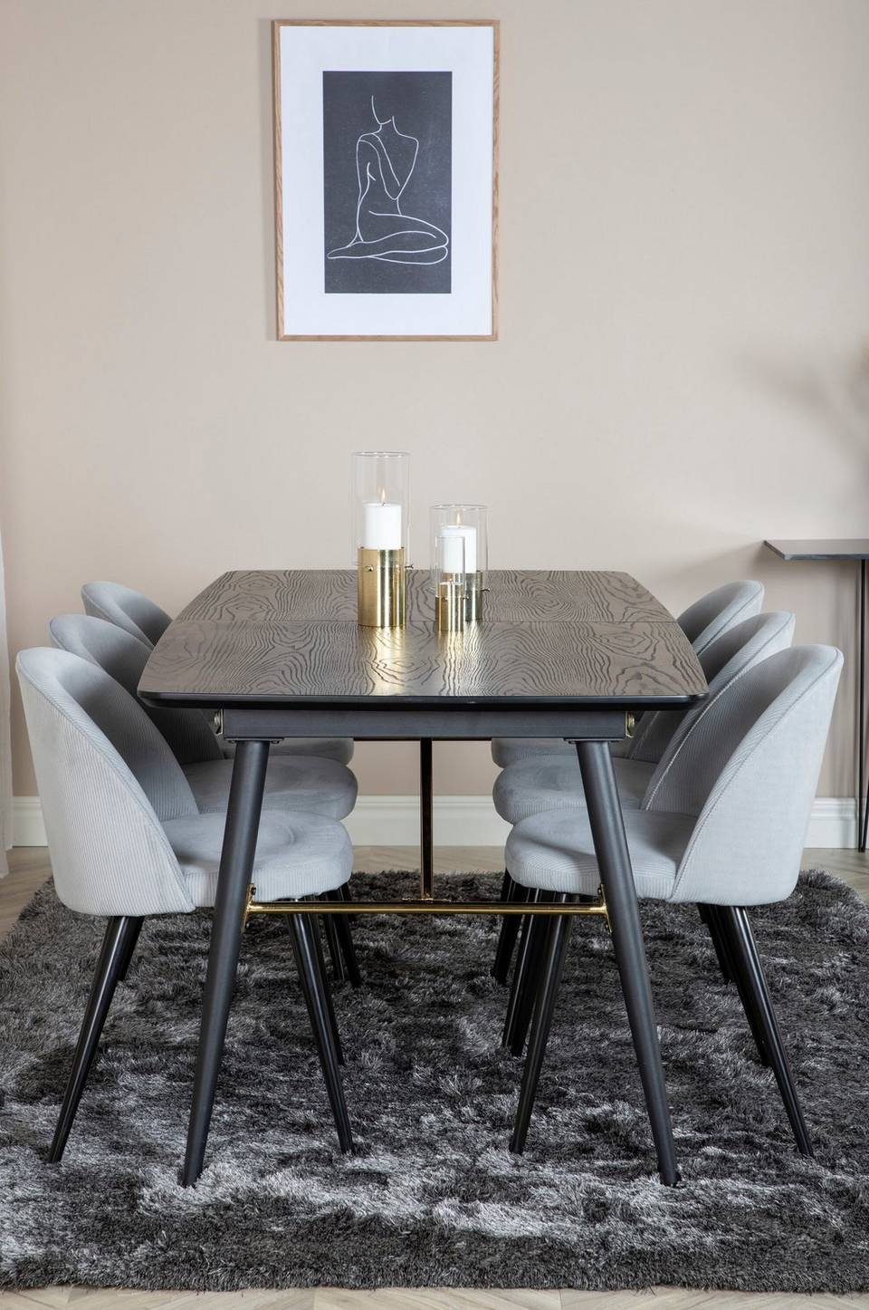 Venture Home Matgrupp Gold med 6st matstolar Velvet, svart från Venture Home, bild 5