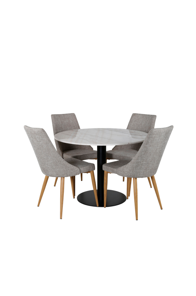 Spisegruppe Estelle med 4 stk spisestoler Leone