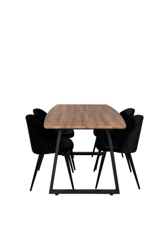 Matgrupp Inca med 4st matstolar Velvet