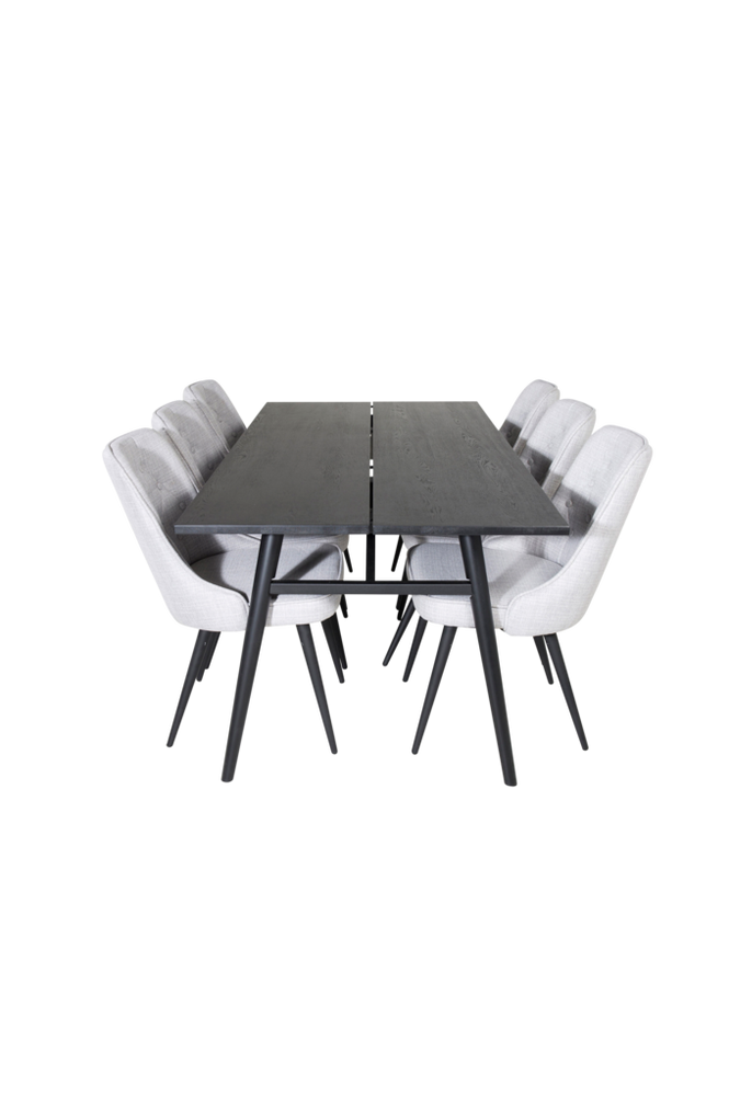Matgrupp Sleek med 6st matstolar Velvet Deluxe