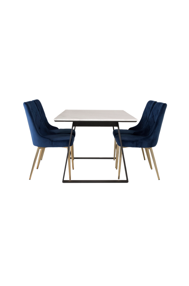 Spisegruppe Estelle med 4 spisestoler Velvet Deluxe
