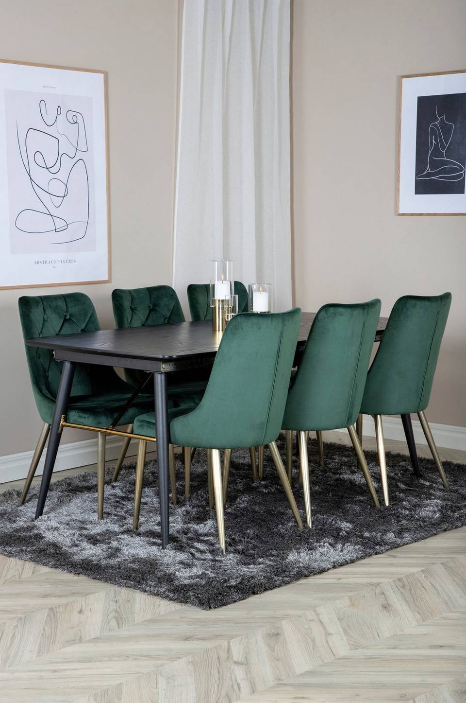 Venture Home Matgrupp Gold med 6st matstolar Velvet Deluxe, svart från Venture Home, bild 5