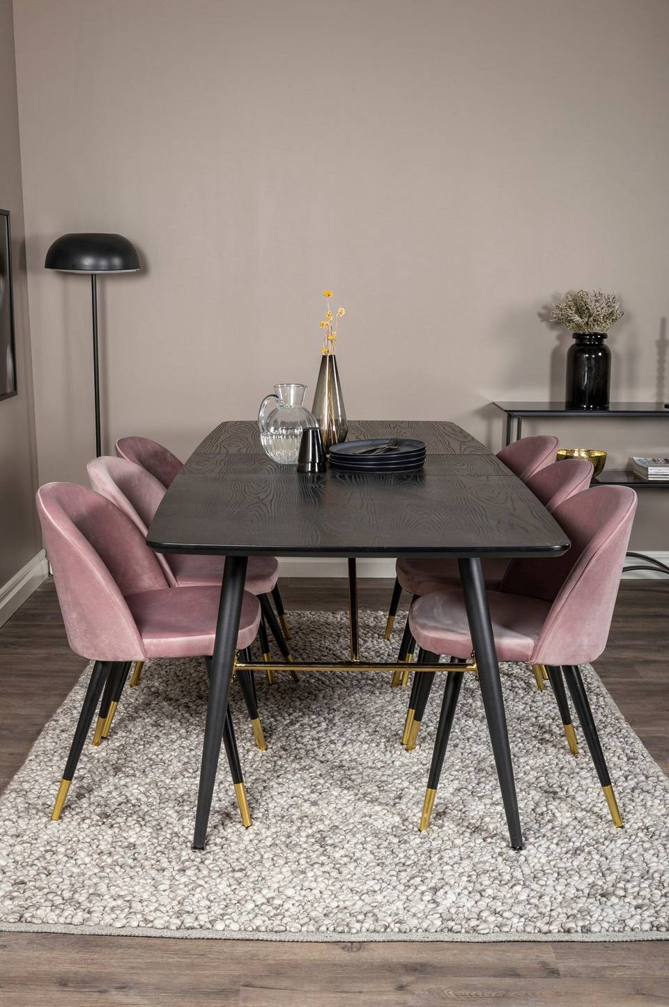 Venture Home Matgrupp Gold med 6st matstolar Velvet, svart från Venture Home, bild 5