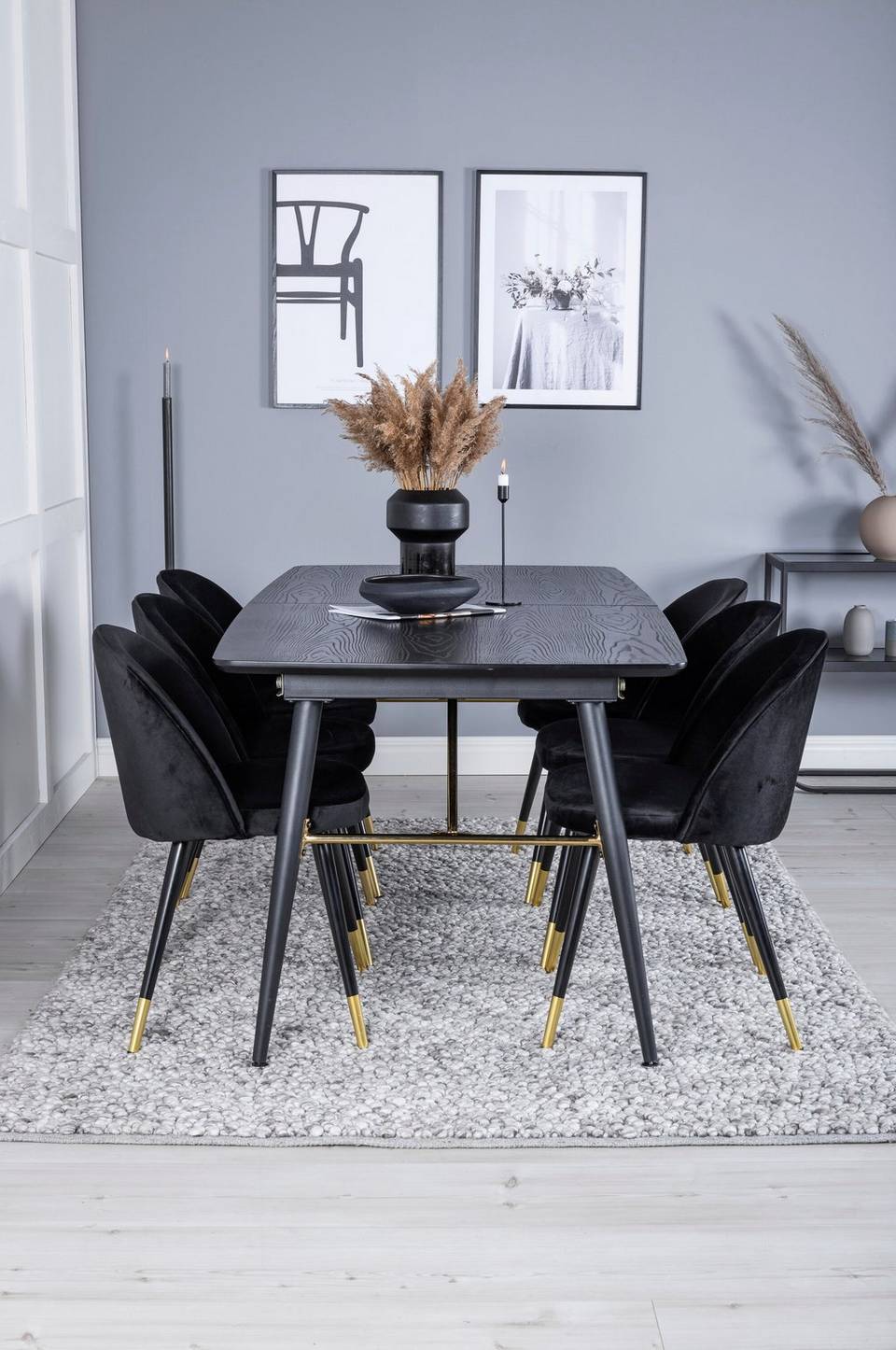 Venture Home Matgrupp Gold med 6st matstolar Velvet, svart från Venture Home, bild 5