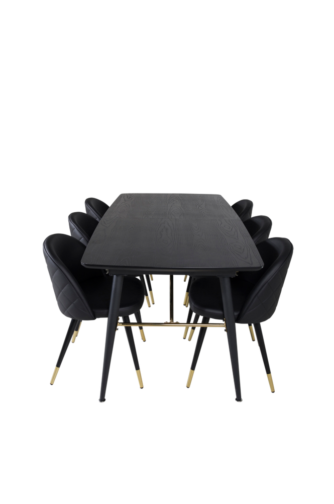 Spisegruppe Gold med 6 stk spisestoler Velvet